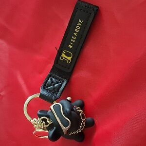 Bull Dog Black & Gold Bag Charm Keychain